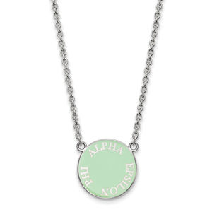 Sterling Rhodium-plate Alpha Epsilon Phi Text Small  Enamel Pendant 18" Necklace
